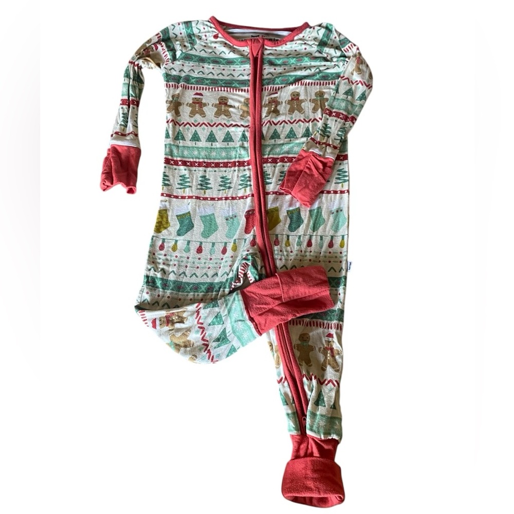 Little Sleepies Gingerbread Holiday Convertible Onesie 6-12 months - Picture 2 of 7